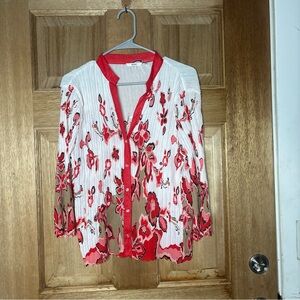 NICOLA women’s Red‎ and White Textured Top size L